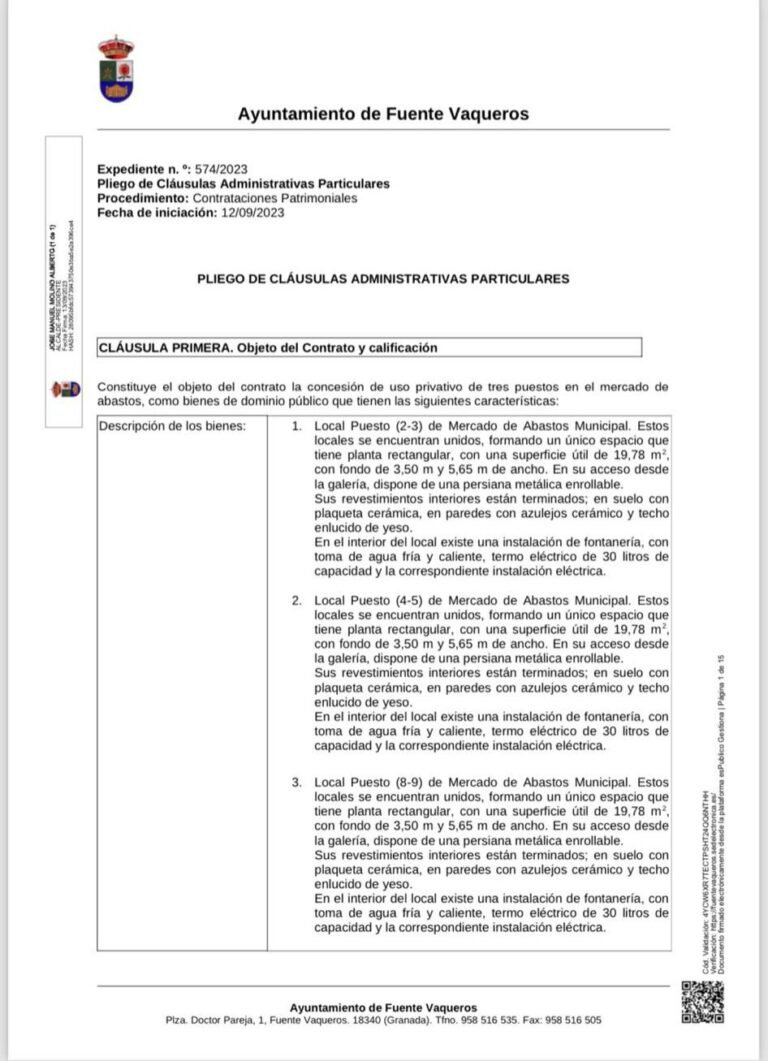 NOTICIAS | SE ABRE PLAZO DE CONCURSO EN PUESTOS DEL MERCADO MUNICIPAL DE ABASTOS-Fuente Vaqueros