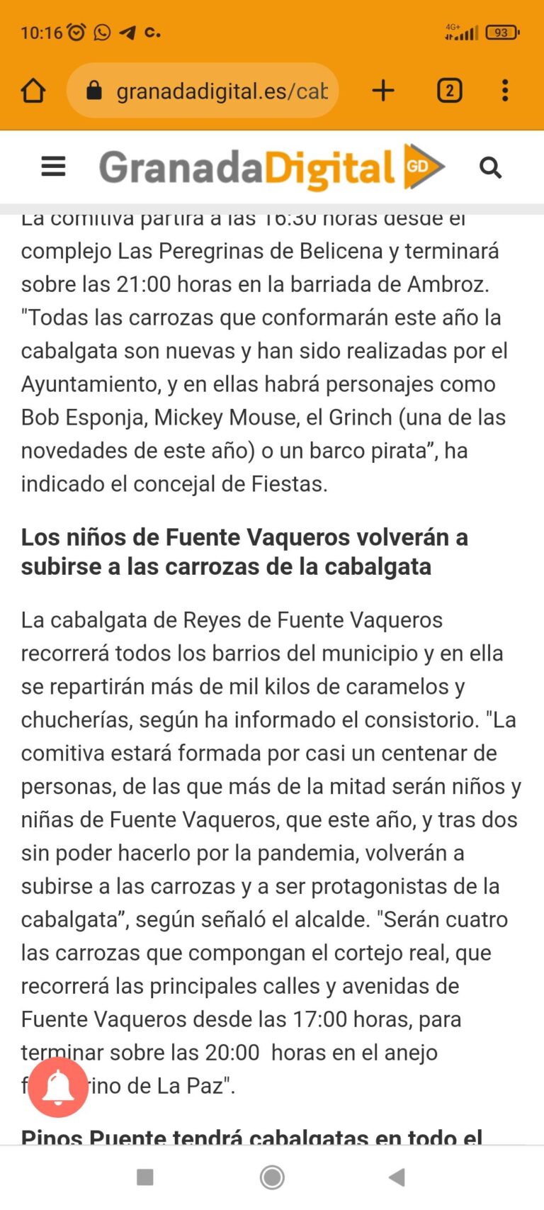 PRENSA | LA CABALGATA DE FUENTE VAQUEROS 2022 APARECE EN DISTINTOS MEDIOS DE COMUNICACIÓN PROVINCIAL-Fuente Vaqueros