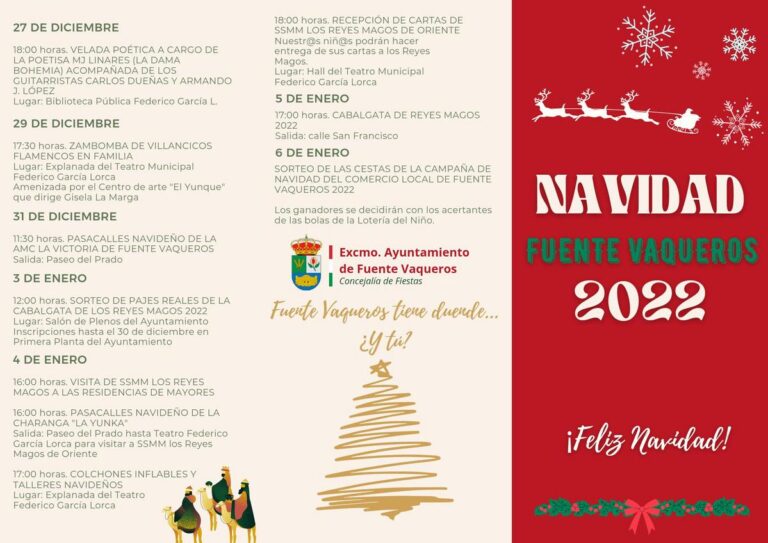 FIESTAS | PROGRAMACIÓN DE NAVIDAD EN FUENTE VAQUEROS 2022-Fuente Vaqueros