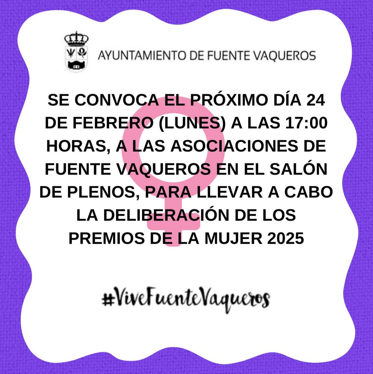 ELECCION DE CANDIDATAS PARA LOS XII PREMIOS DE LA MUJER DE FUENTE VAQUEROS-Fuente Vaqueros