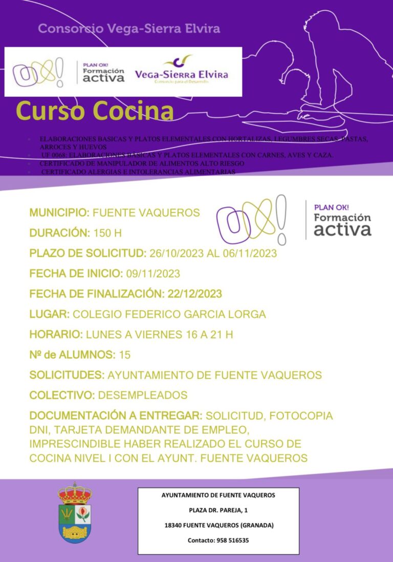 FORMACIÓN | CURSO AVANZADO DE COCINA -Fuente Vaqueros