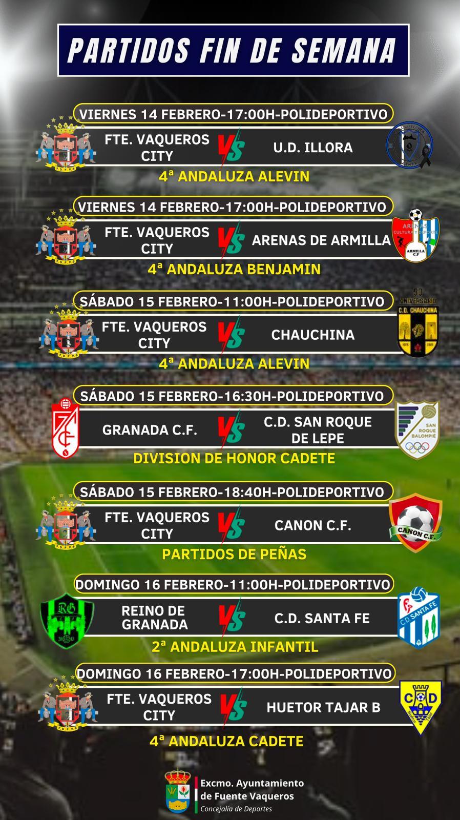 DEPORTES | PROGRAMACION PARTIDOS FIN DE SEMANA-Fuente Vaqueros