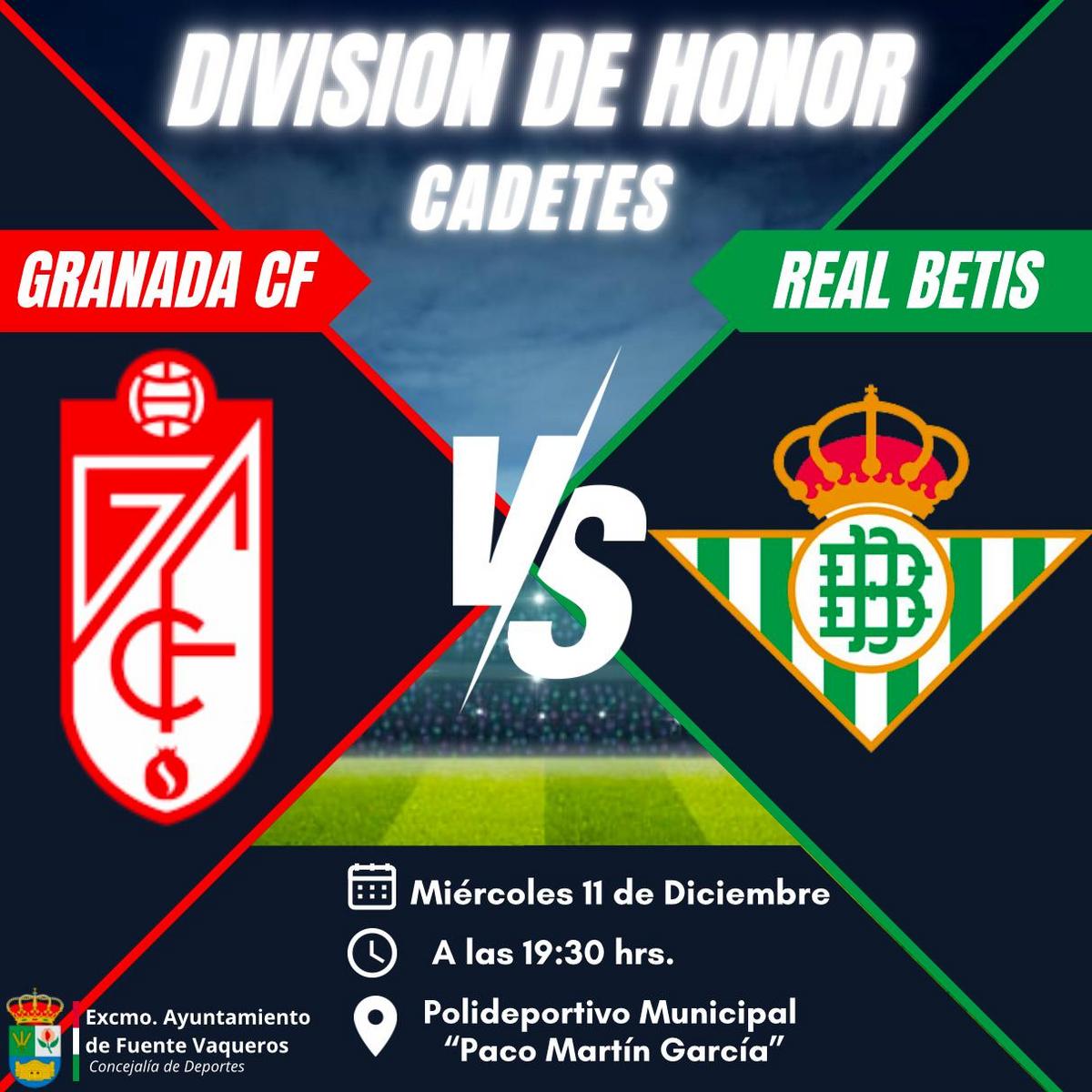 DEPORTES | GRANADA VS REAL BETIS DIVISION DE HONOR ANDALUZA CADETE-Fuente Vaqueros