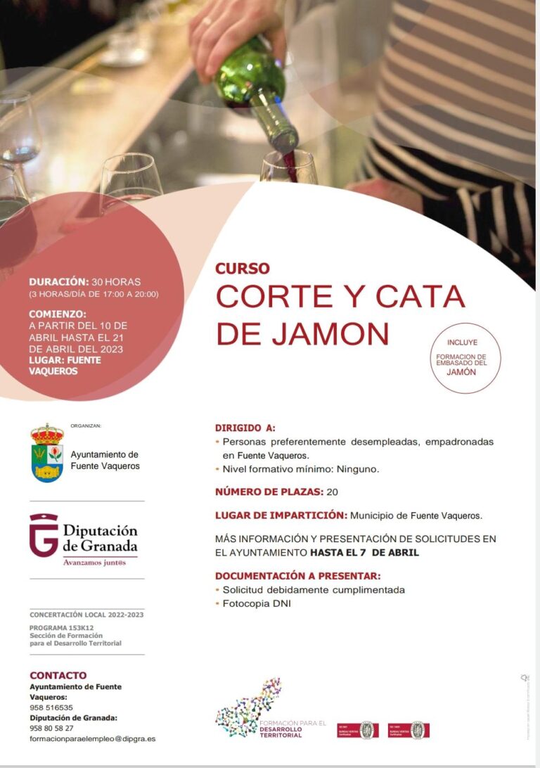 FORMACIÓN | CURSO DE CORTE Y CATA DE JAMÓN -Fuente Vaqueros