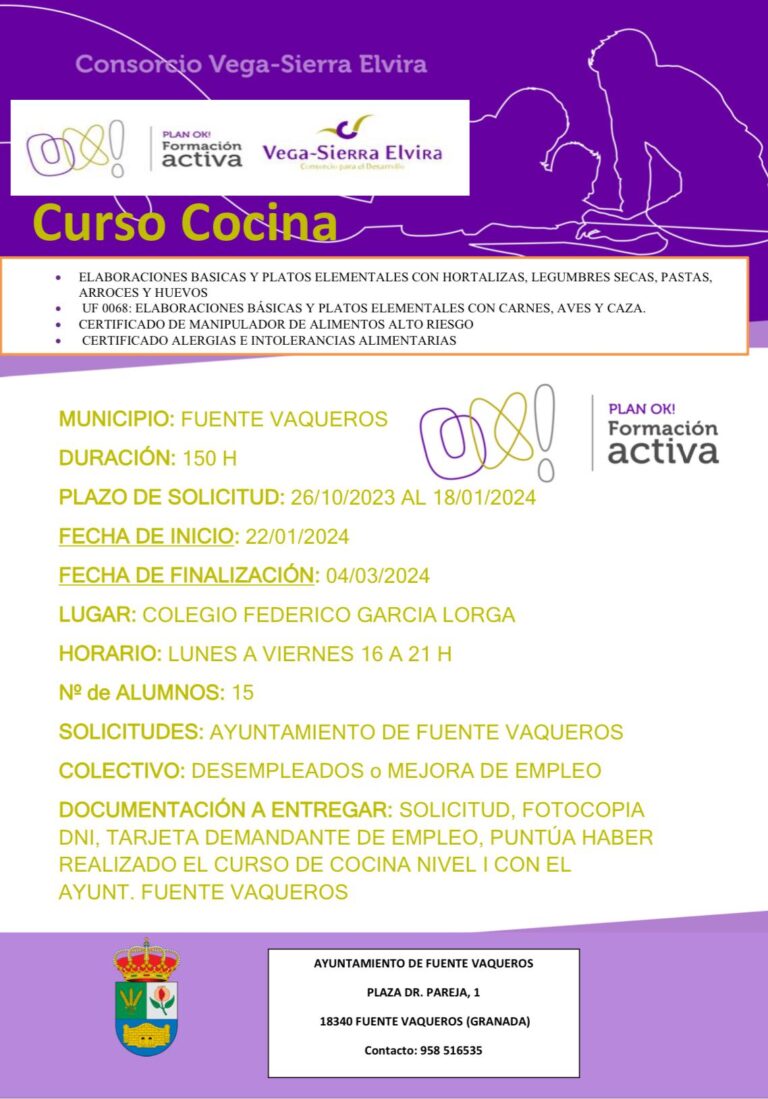 FORMACIÓN | CURSO AVANZADO DE COCINA-Fuente Vaqueros