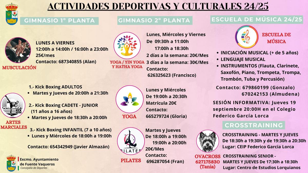 ACTIVIDADES MUNICIPALES | SE HACE PÚBLICA LA OFERTA MUNICIPAL DE ACTIVIDADES PARA ESTE CURSO 2024/2025 -Fuente Vaqueros