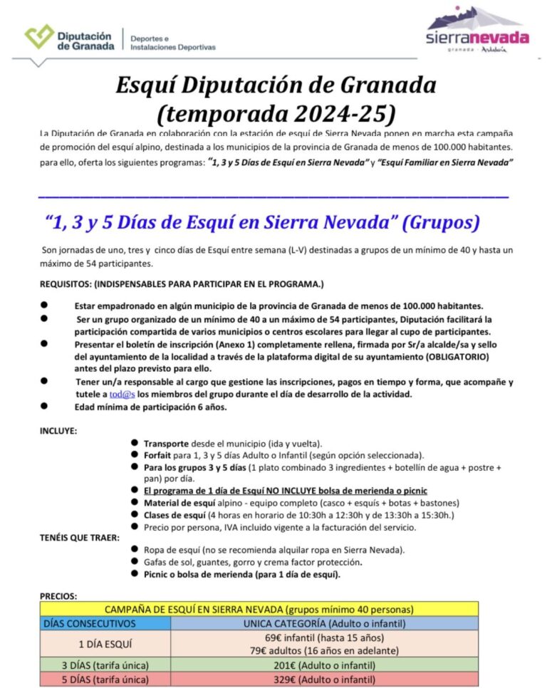 DEPORTES | TEMPORADA ESQUI 2025 DIPUTACION DE GRANADA-Fuente Vaqueros