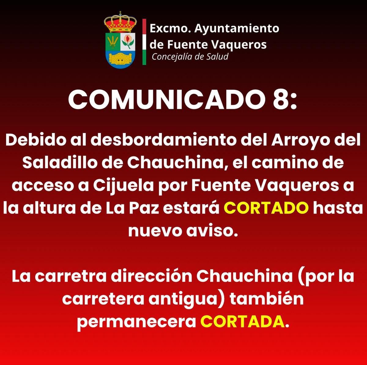 CORTADOS EL CAMINO A CIJUELA A LA ALTURA DE LA PAZ Y CARRETERA ANTIGUA DE CHAUCHINA -Fuente Vaqueros