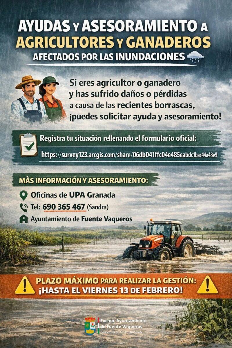 MEDIO AMBIENTE | AYUDA Y ASESORAMIENTO A AGRICULTORES Y GANADEROS POR INUNDACIONES-Fuente Vaqueros