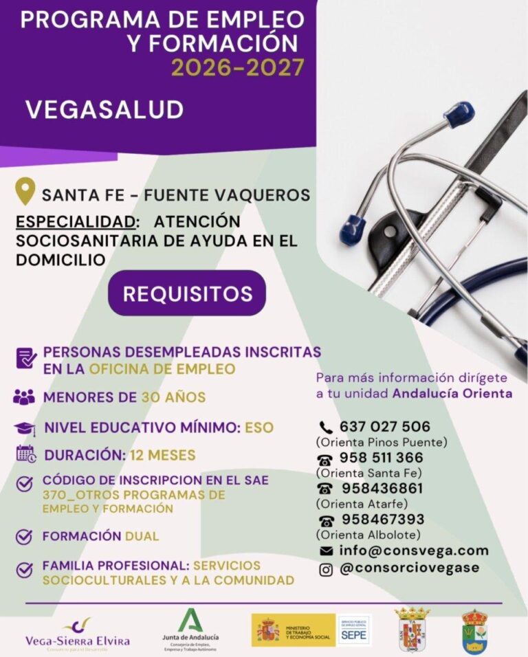 FORMACIÓN | RECORDATORIO PROGRAMA VEGASALUD 2026-Fuente Vaqueros