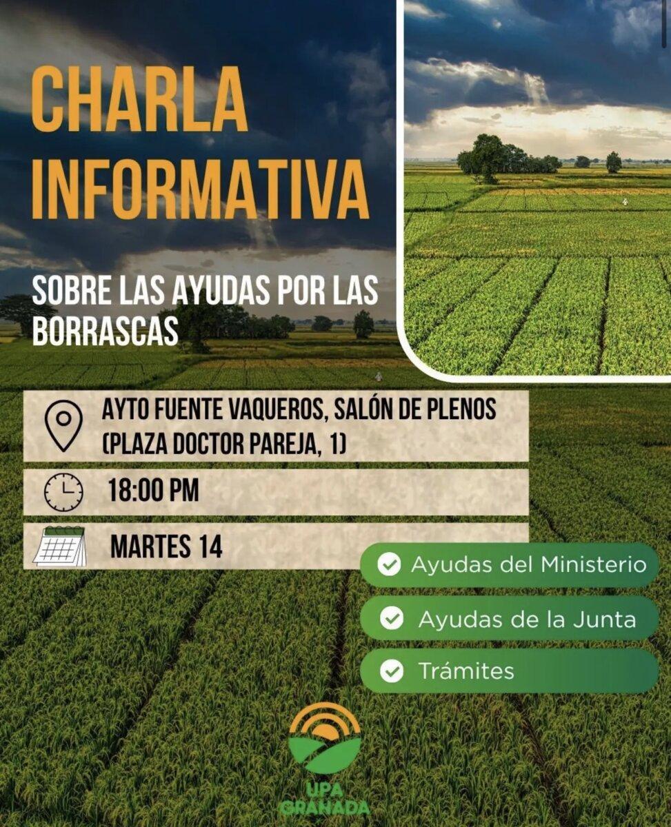 RECORDATORIO REUNIÓN PARA INFORMACION Y ASESORAMIENTO SOBRE LAS AYUDAS POR BORRASCAS-Fuente Vaqueros