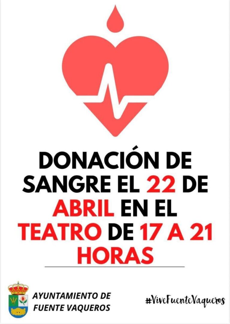 DONACIÓN DE SANGRE EL PRÓXIMO 22 DE ABRIL-Fuente Vaqueros
