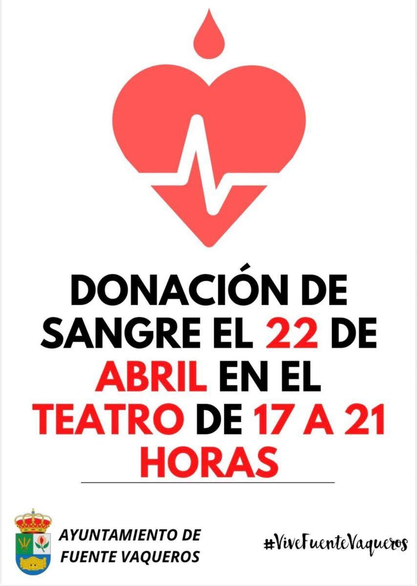 DONACIÓN DE SANGRE EL PRÓXIMO 22 DE ABRIL-Fuente Vaqueros