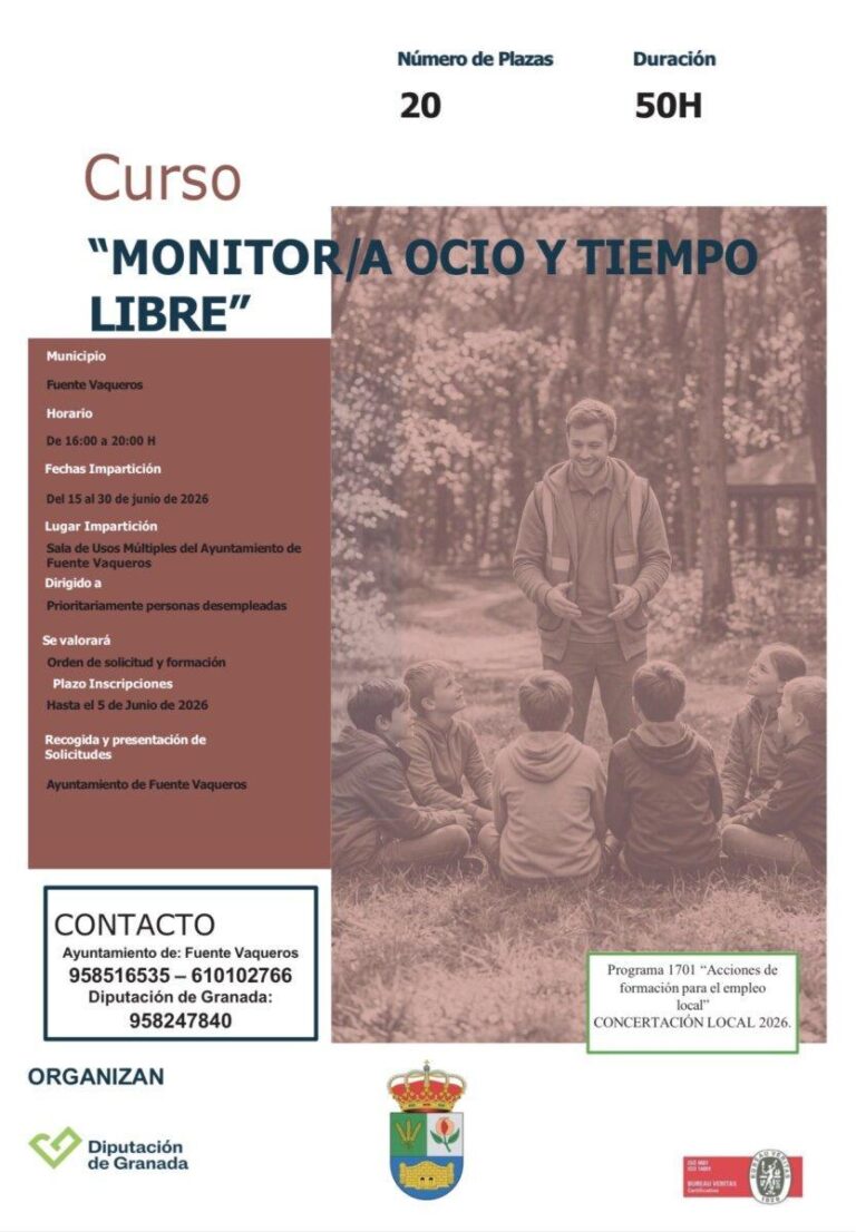 CURSO MONITOR|A DE OCIO Y TIEMPO LIBRE-Fuente Vaqueros