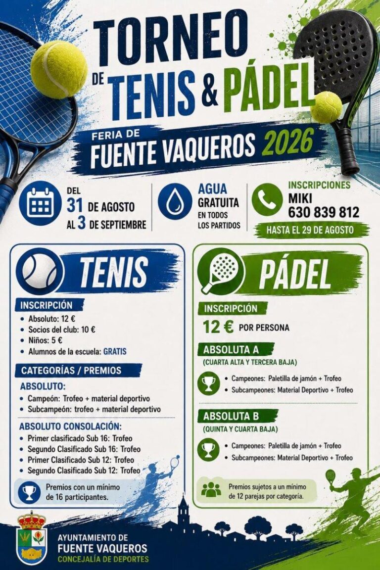 FIESTAS | TORNEO DE TENIS Y PÁDEL FERIA DE FUENTE VAQUEROS 2026-Fuente Vaqueros