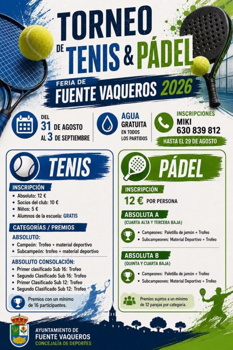 FIESTAS | TORNEO DE TENIS Y PÁDEL FERIA DE FUENTE VAQUEROS 2026-Fuente Vaqueros