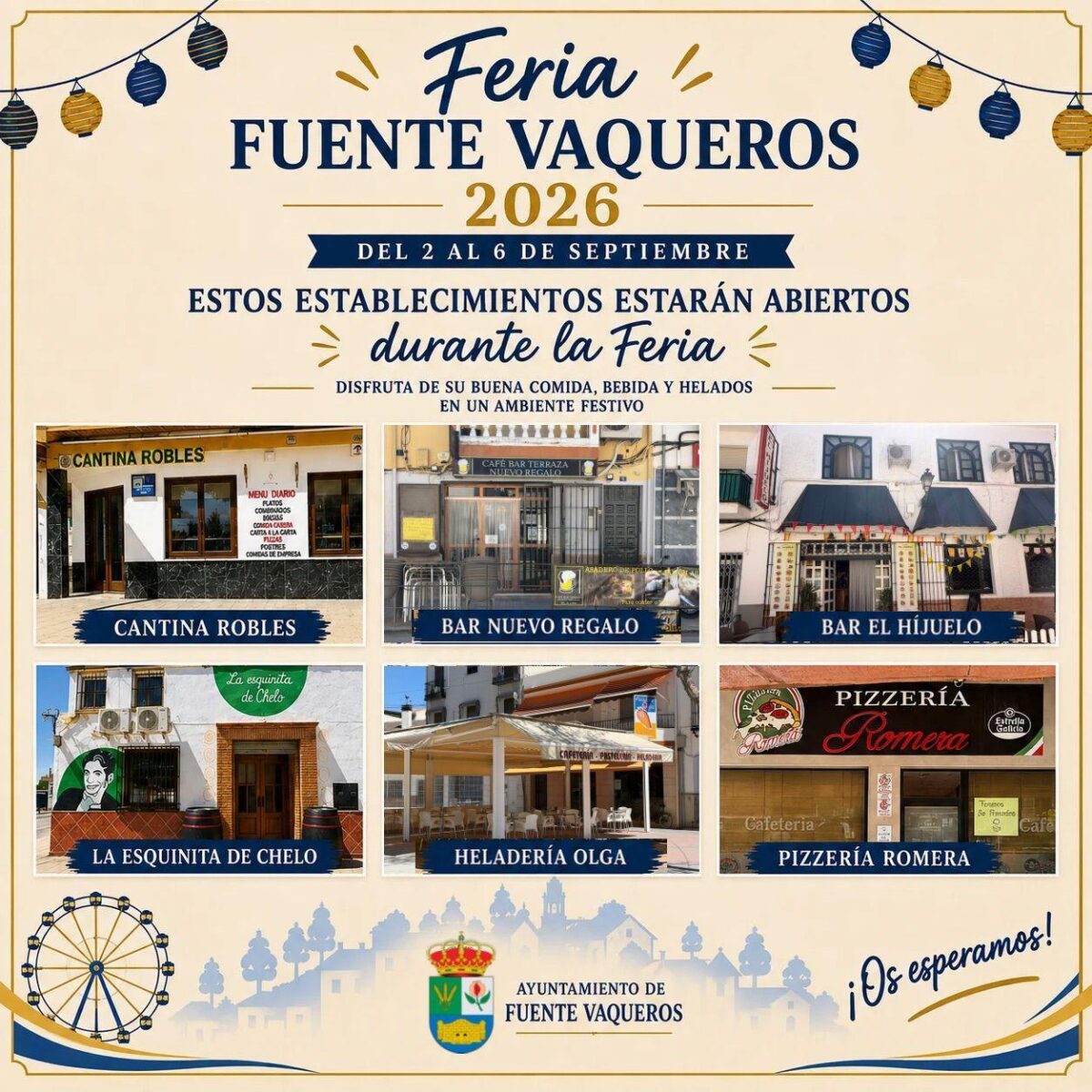 FERIA | BARES ABIERTOS DURANTE LA FERIA DE FUENTE VAQUEROS 2026-Fuente Vaqueros