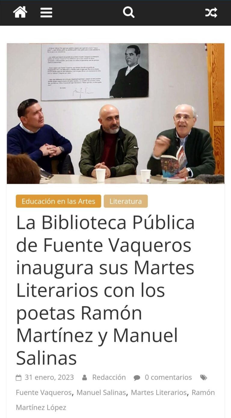 CULTURA | LA BIBLIOTECA MUNICIPAL INAUGURA LOS MARTES LITERARIOS CON LOS POETAS RAMÓN MARTÍNEZ Y MANUEL SALINAS-Fuente Vaqueros