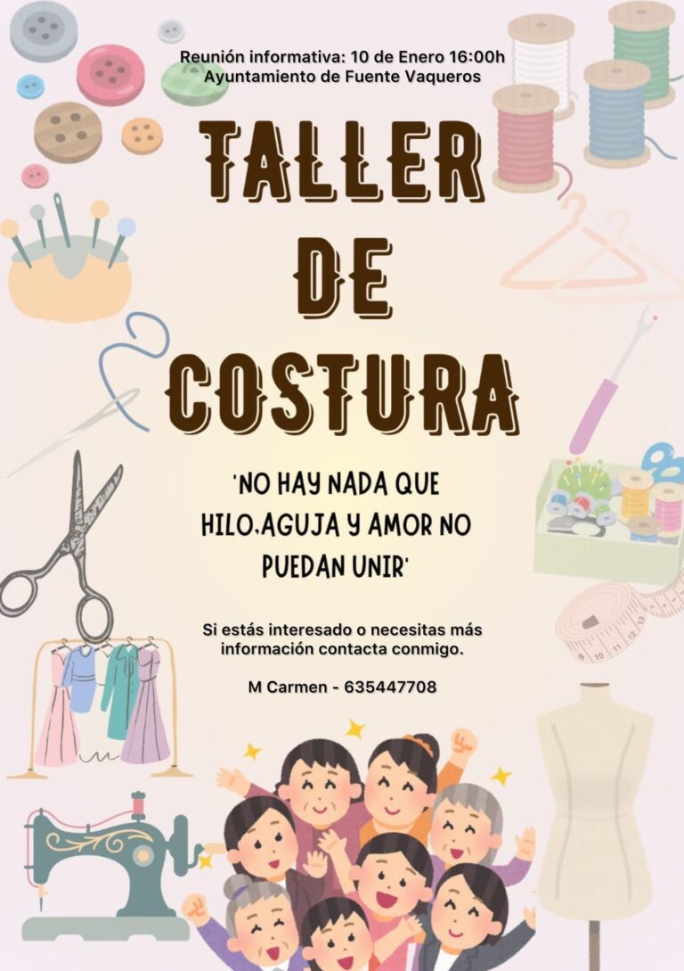 OCIO | PROXIMO TALLER DE COSTURA -Fuente Vaqueros