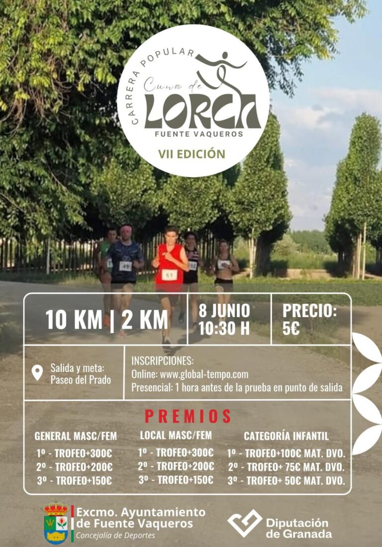 DEPORTE | INSCRIPCIONES VII EDICIÓN DE LA CARRERA POPULAR "CUNA DE LORCA"-Fuente Vaqueros