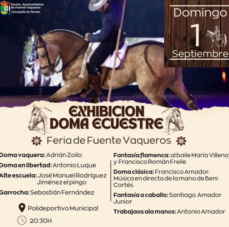 FIESTAS| ESPECTACULO DOMA ECUESTRE CASA SANTIAGO FERIA FUENTE VAQUEROS 2024-Fuente Vaqueros