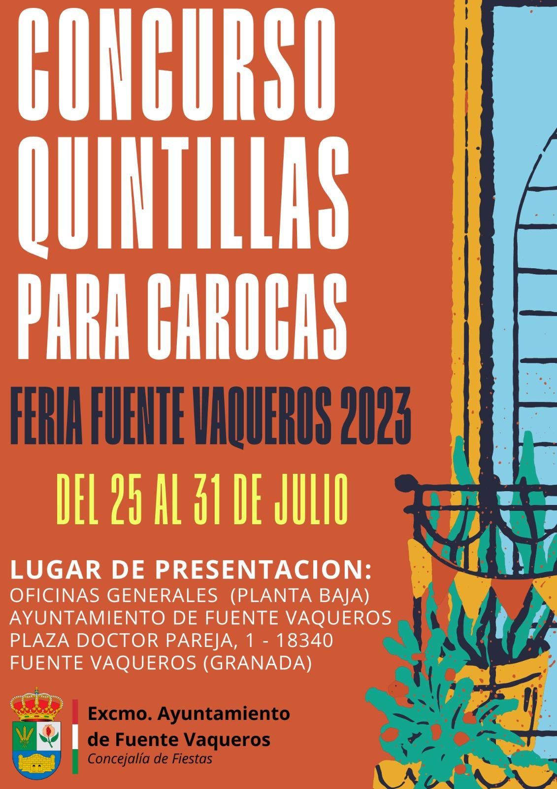 FIESTAS | ABIERTO EL PLAZO DE PARTICIPACIÓN EN EL CONCURSO DE QUINTILLAS PARA LAS CAROCAS DE LA FERIA DE FUENTE VAQUEROS 2023-Fuente Vaqueros