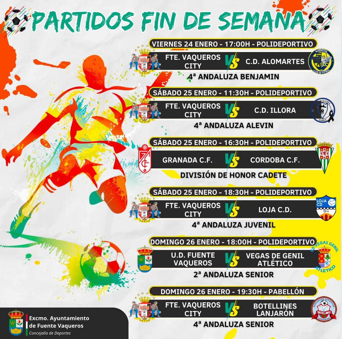 DEPORTES | PROGRAMACION PARTIDOS FIN DE SEMANA-Fuente Vaqueros
