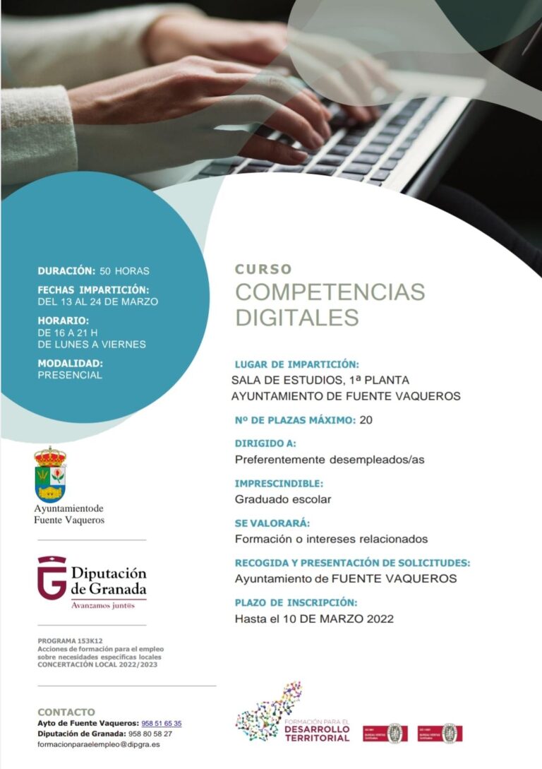 EDUCACIÓN | CURSO GRATUITO DE COMPETENCIAS DIGITALES -Fuente Vaqueros