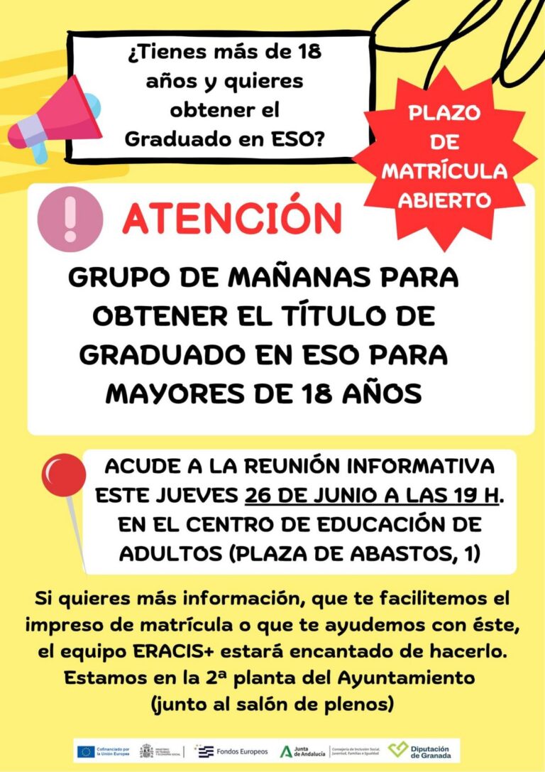 EDUCACION | OBTENCION TITULO ESO PARA MAYORES DE 18 AÑOS-Fuente Vaqueros
