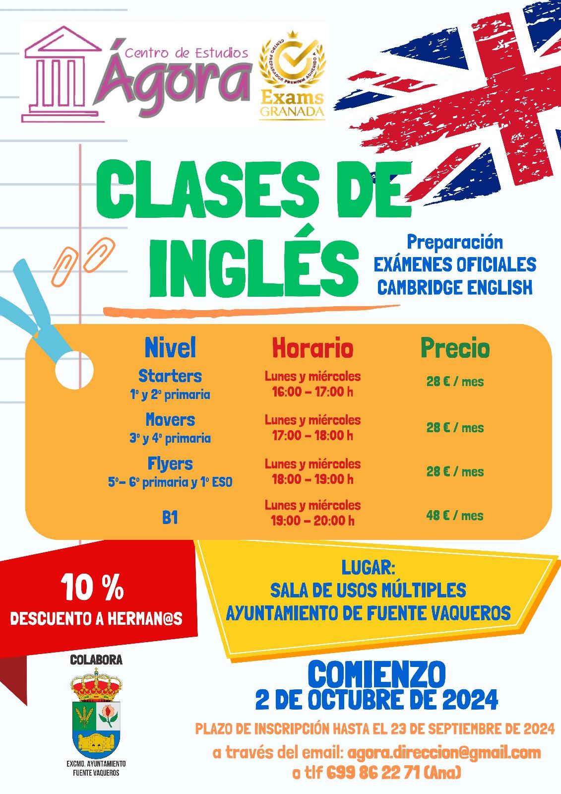 FORMACIÓN | ABIERTO EL PLAZO DE SOLICITUD DE MATRICULACIÓN PARA ACADEMIA DE INGLES-Fuente Vaqueros
