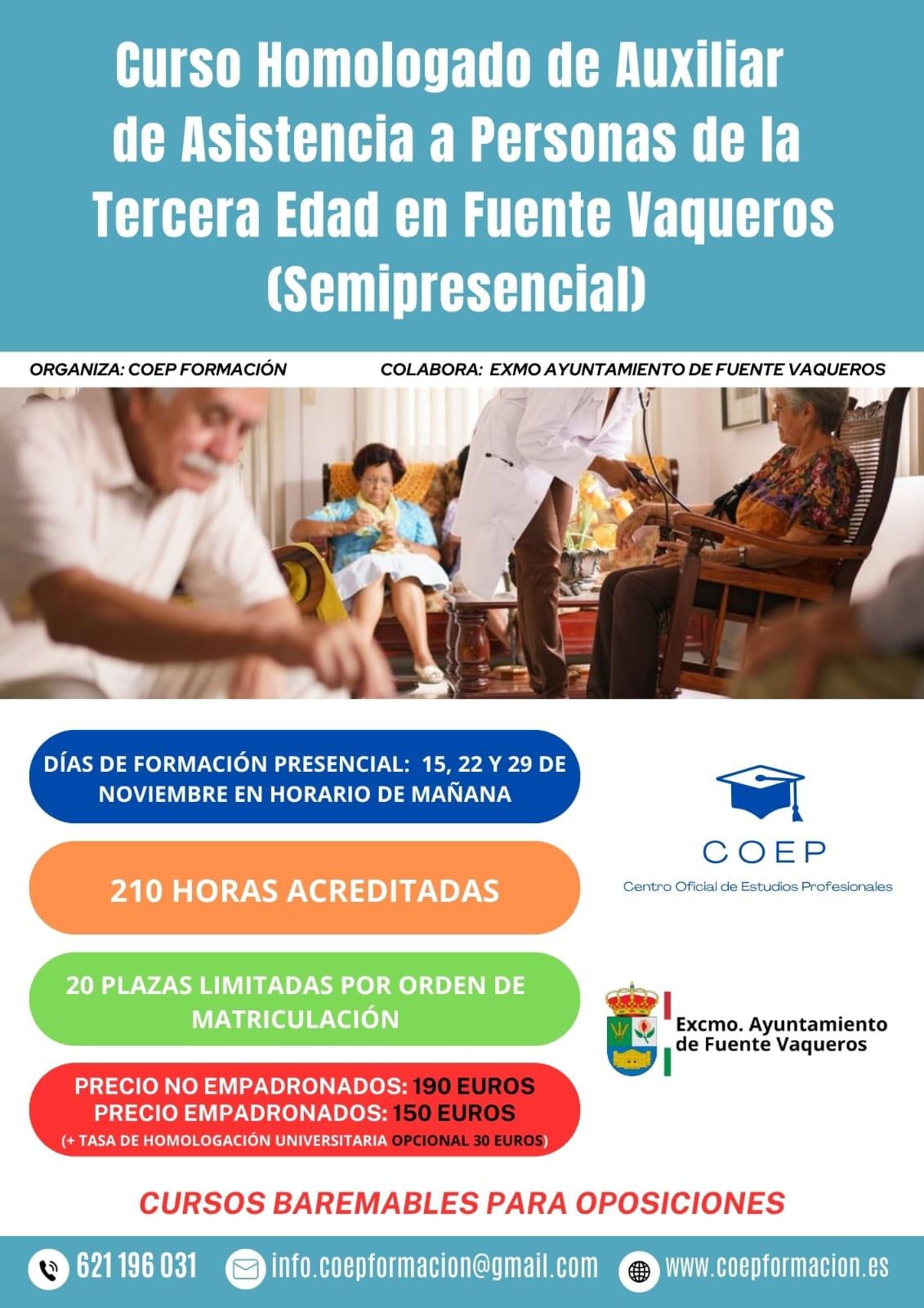 EDUCACION | CURSO AUXILIAR ASISTENCIA PERSONAS TERCERA EDAD COEP FORMACION-Fuente Vaqueros