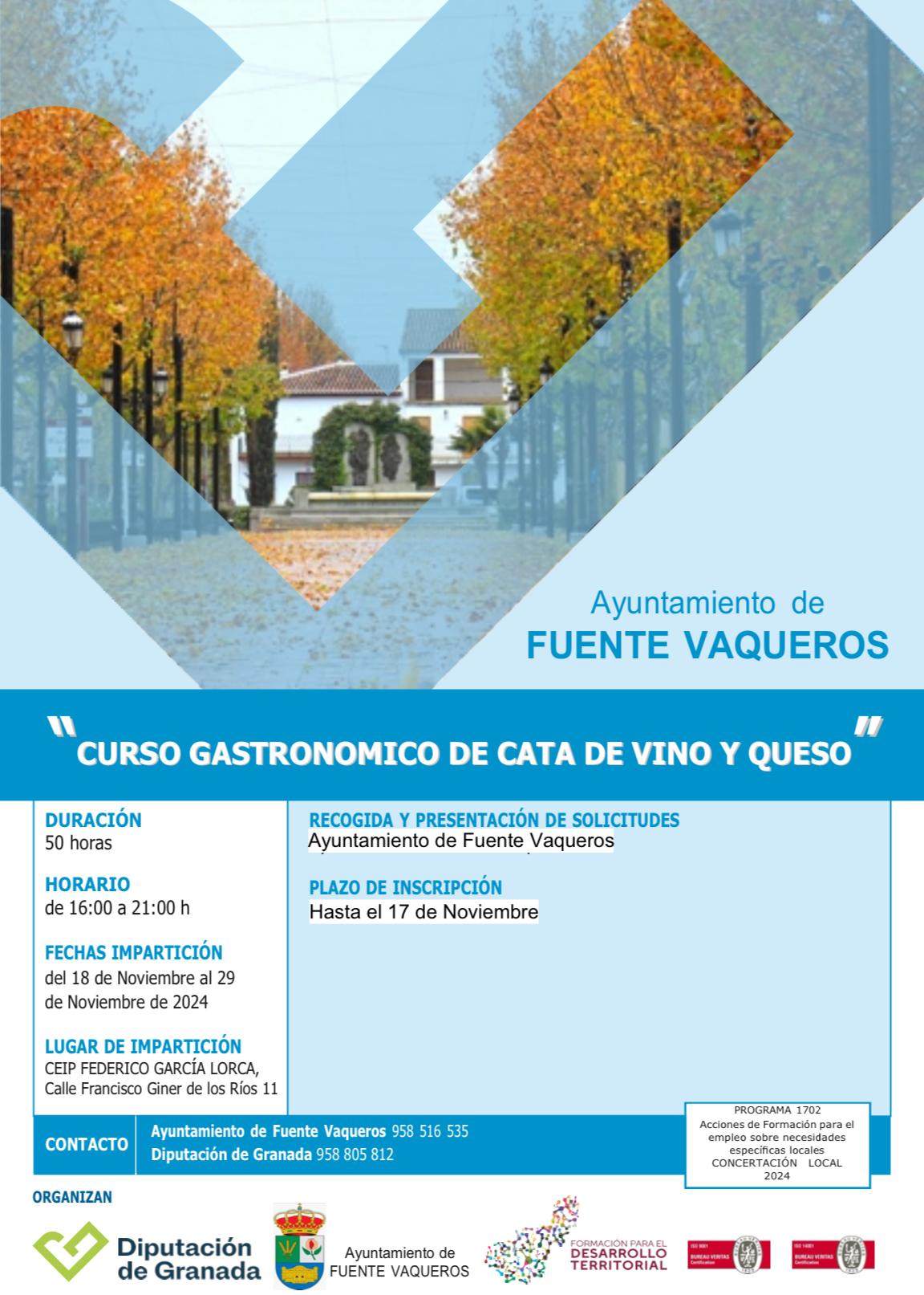 FORMACION | CURSO DE CATA DE VINOS Y QUESOS-Fuente Vaqueros
