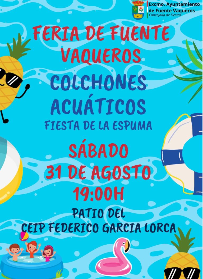 FIESTAS | COLCHONES ACUÁTICOS Y FIESTA DE LA ESPUMA FERIA FUENTE VAQUEROS 2024-Fuente Vaqueros