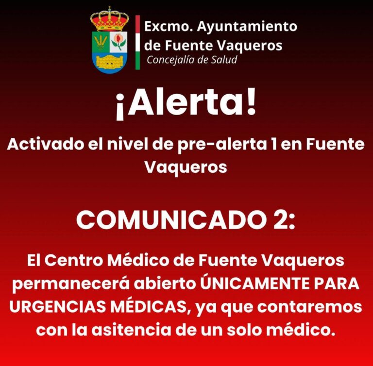 QUEDA ACTIVADO EL NIVEL DE PRE-ALERTA 1 EN FUENTE VAQUEROS-Fuente Vaqueros