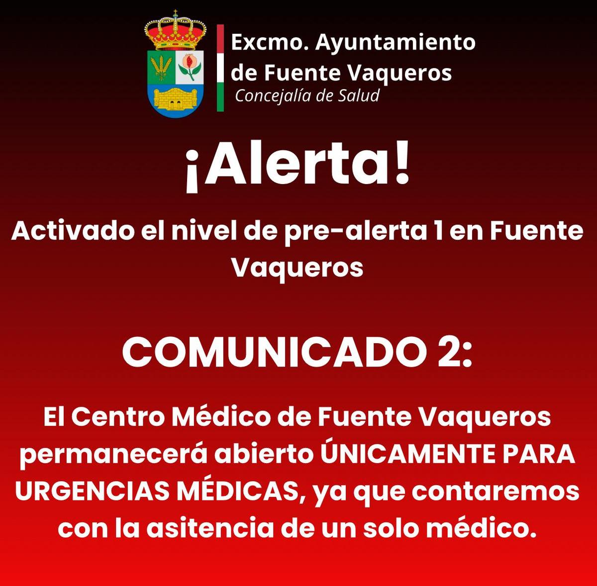 QUEDA ACTIVADO EL NIVEL DE PRE-ALERTA 1 EN FUENTE VAQUEROS-Fuente Vaqueros