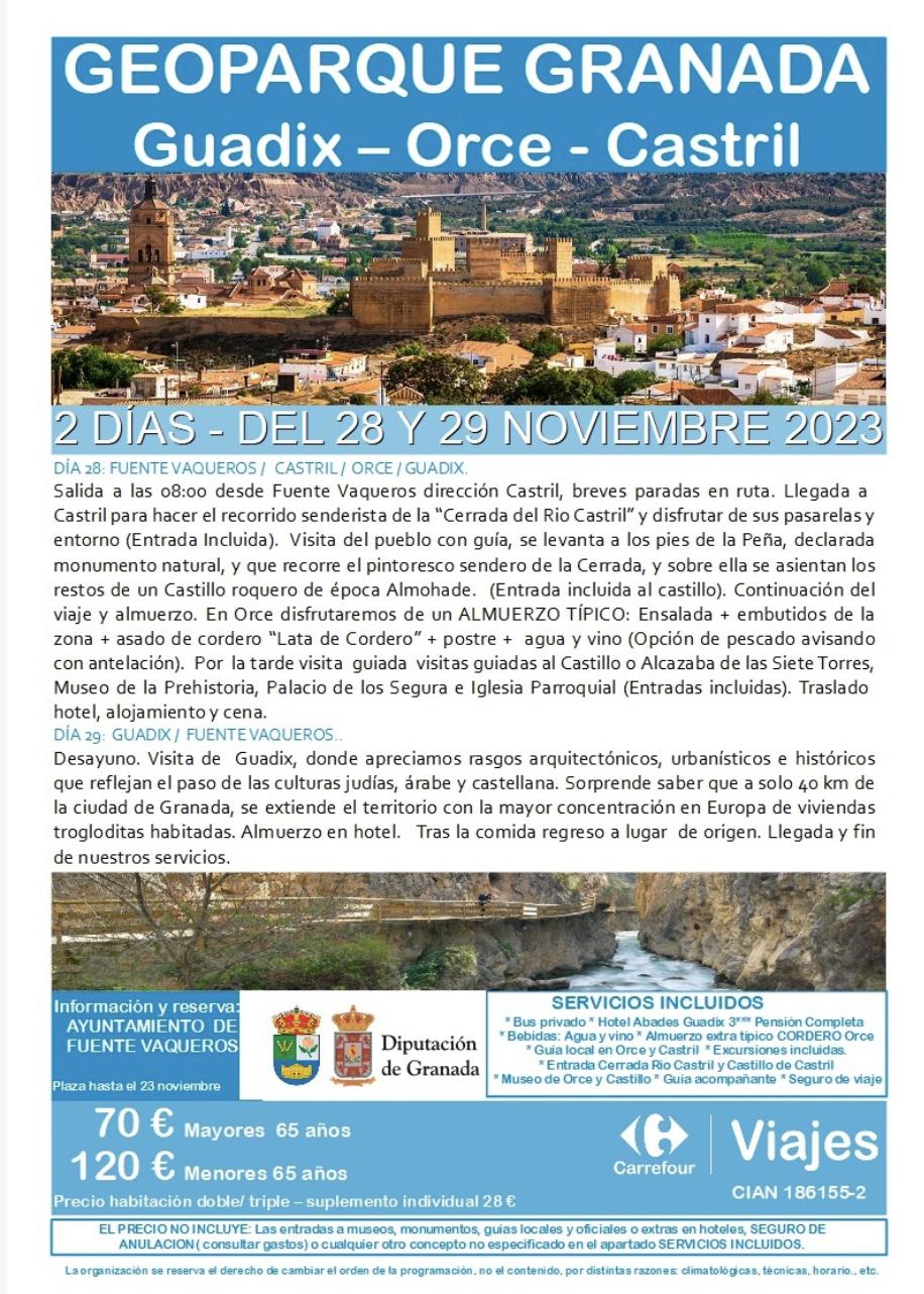 VIAJE A GUADIX-ORCE Y CASTRIL 28 Y 29 DE NOVIEMBRE-Fuente Vaqueros