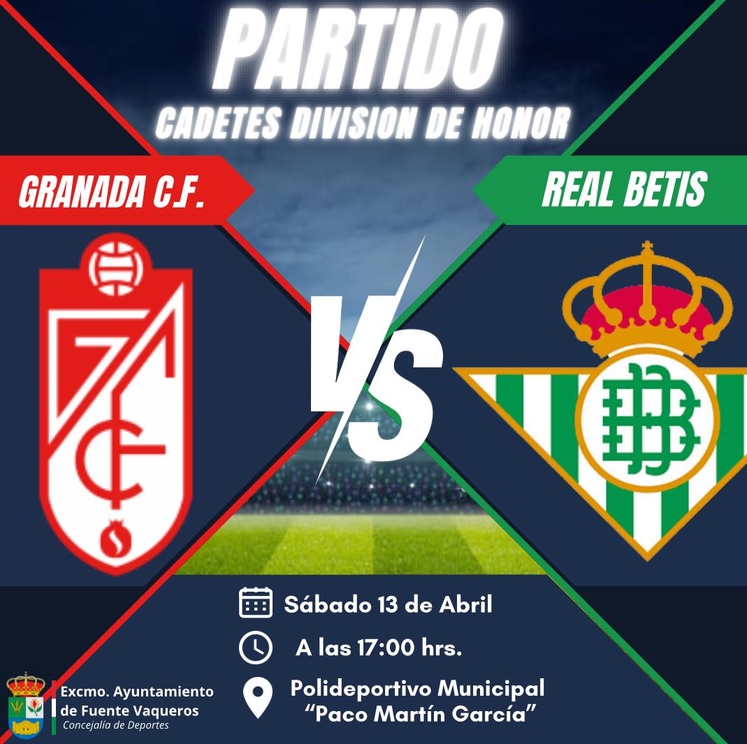 DEPORTES | GRANADA VS REAL BETIS DIVISION DE HONOR ANDALUZA CADETE-Fuente Vaqueros