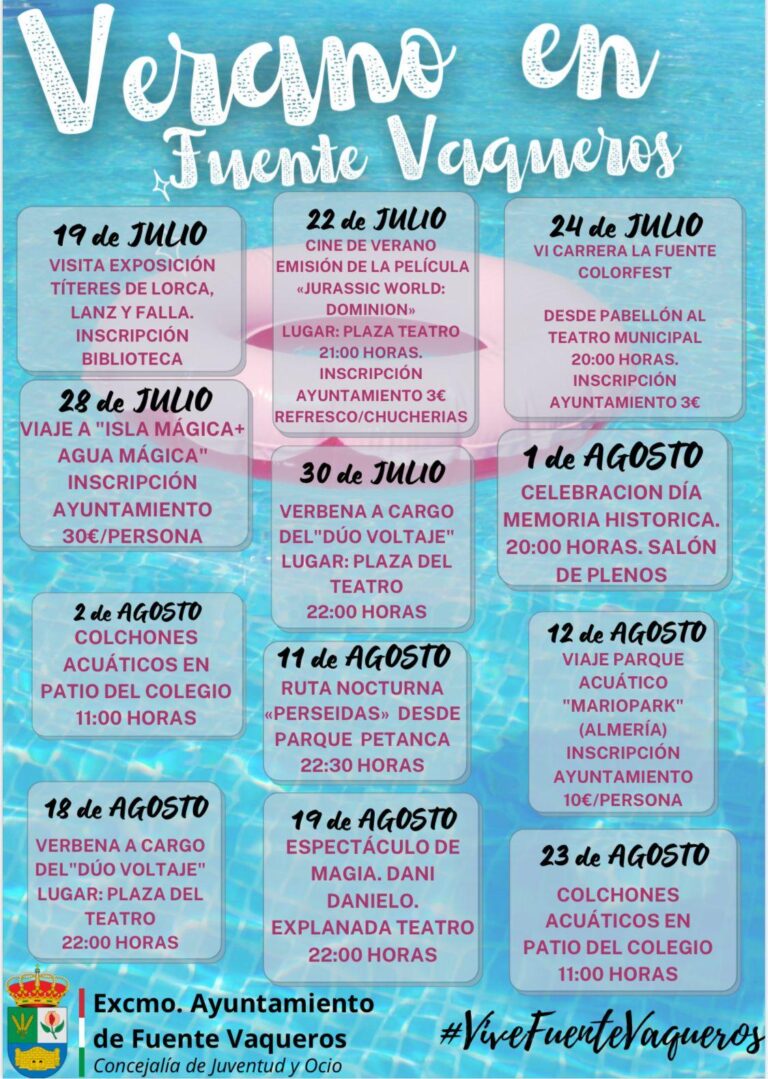 OCIO | PRESENTACIÓN DE LAS ACTIVIDADES DE OCIO Y CULTURALES DEL VERANO EN FUENTE VAQUEROS-Fuente Vaqueros