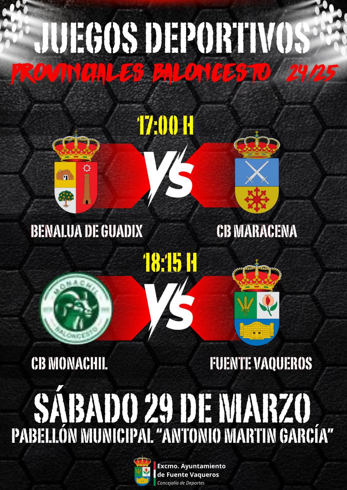 DEPORTES | NOVENA JORNADA JUEGOS PROVINCIALES 24/25 DE BALONCESTO -Fuente Vaqueros