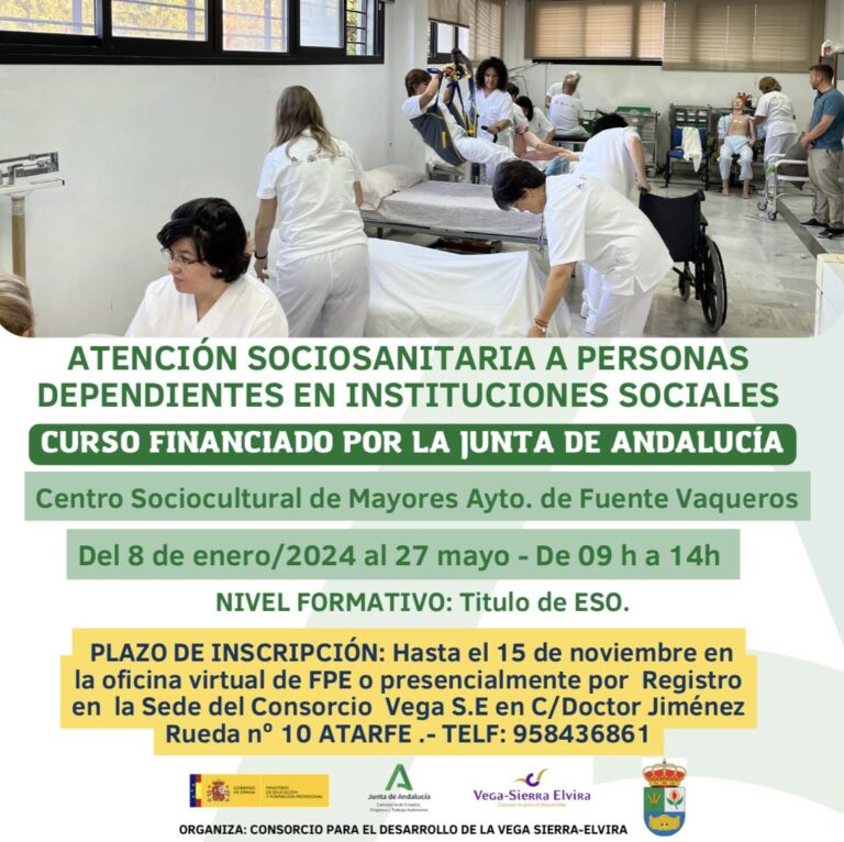 CURSO ATENCION SOCIOSANITARIA A PERSONAS DEPENDIENTES EN INSTITUCIONES SOCIALES -Fuente Vaqueros